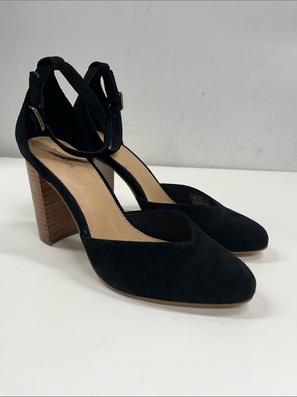 New Soludos Colette Black Suede Heel Size 10